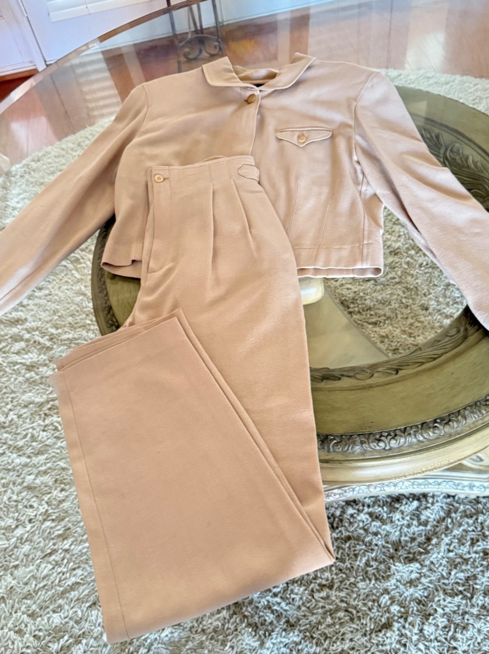 Dana B And Karen Womens 8 Wool Blend Pantsuit 2 Pc Set Blazer Trousers Career